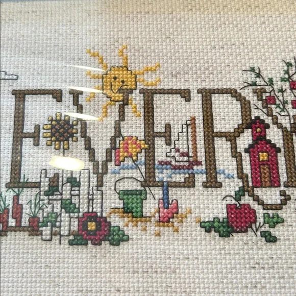 Framed 'Happy Everything' Cross-Stitch Art (New) - Picture 7 of 14